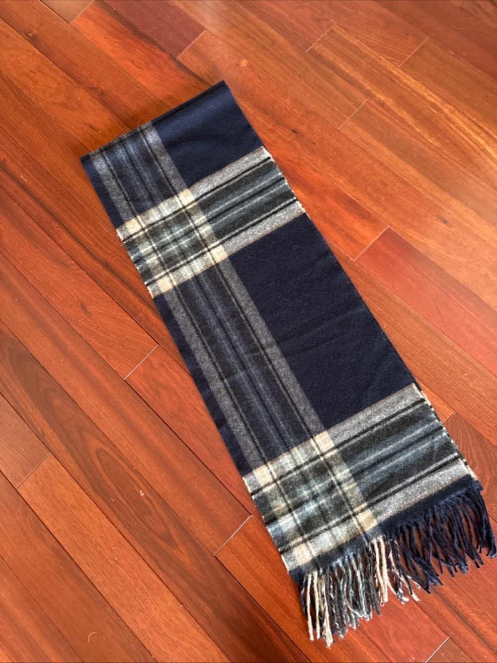 Men's Women's Blue Gray Plaid Cashmere Scarf  The Men’s Store Bloomingdale’s 70”